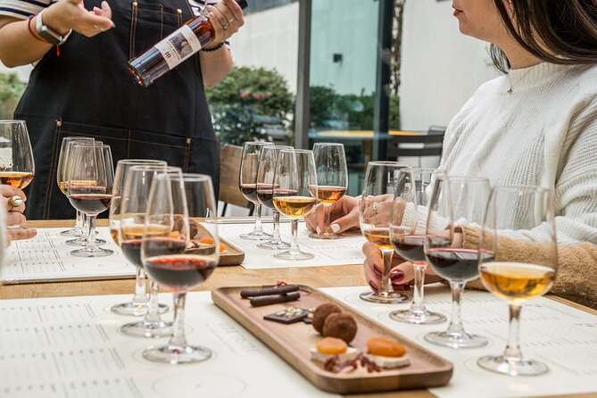 Porto Best of the Best Port Tasting with Artisan Chocolates - Sandeman Fine White Port with brie and dried apricot