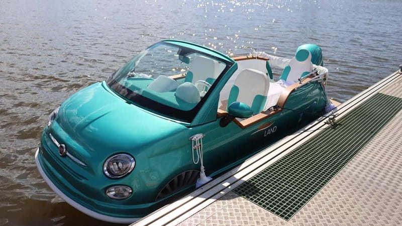 Porto: Bridges Cruise in a Fiat 500 Limited Edition Boat - Freixo Marina start, parking, and the smooth boarding rhythm